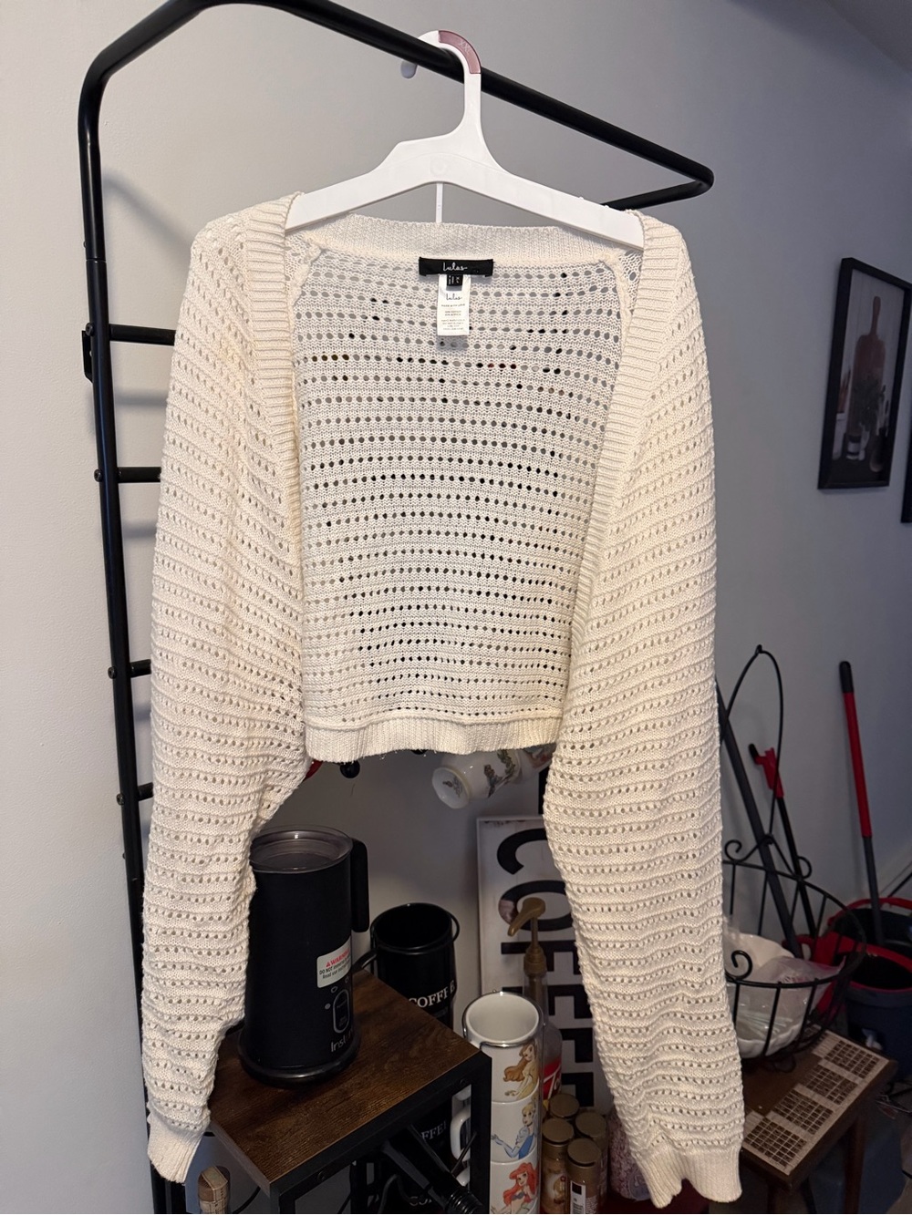 Lulu's Cream Open-Knit Cropped Cardigan